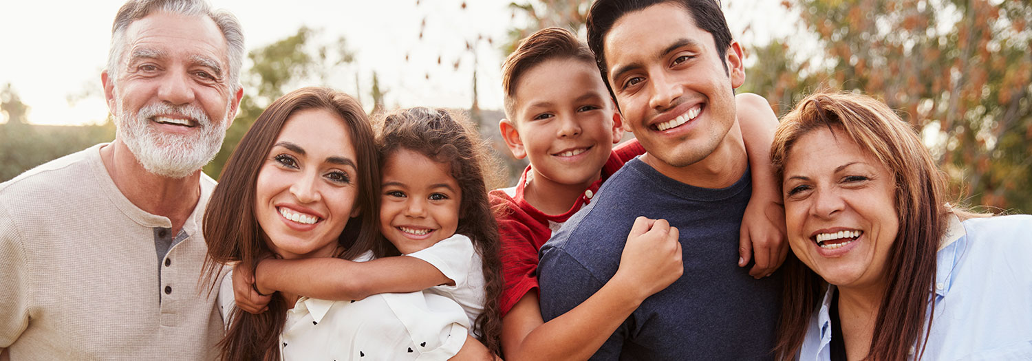 Six people in multi-generational family